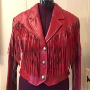 Women's Pioneer Wear Red Leather Jacket Size 10